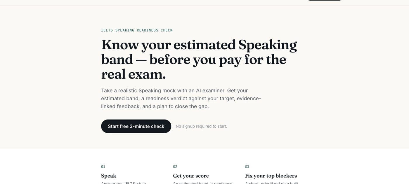 The Speaking Check home page
